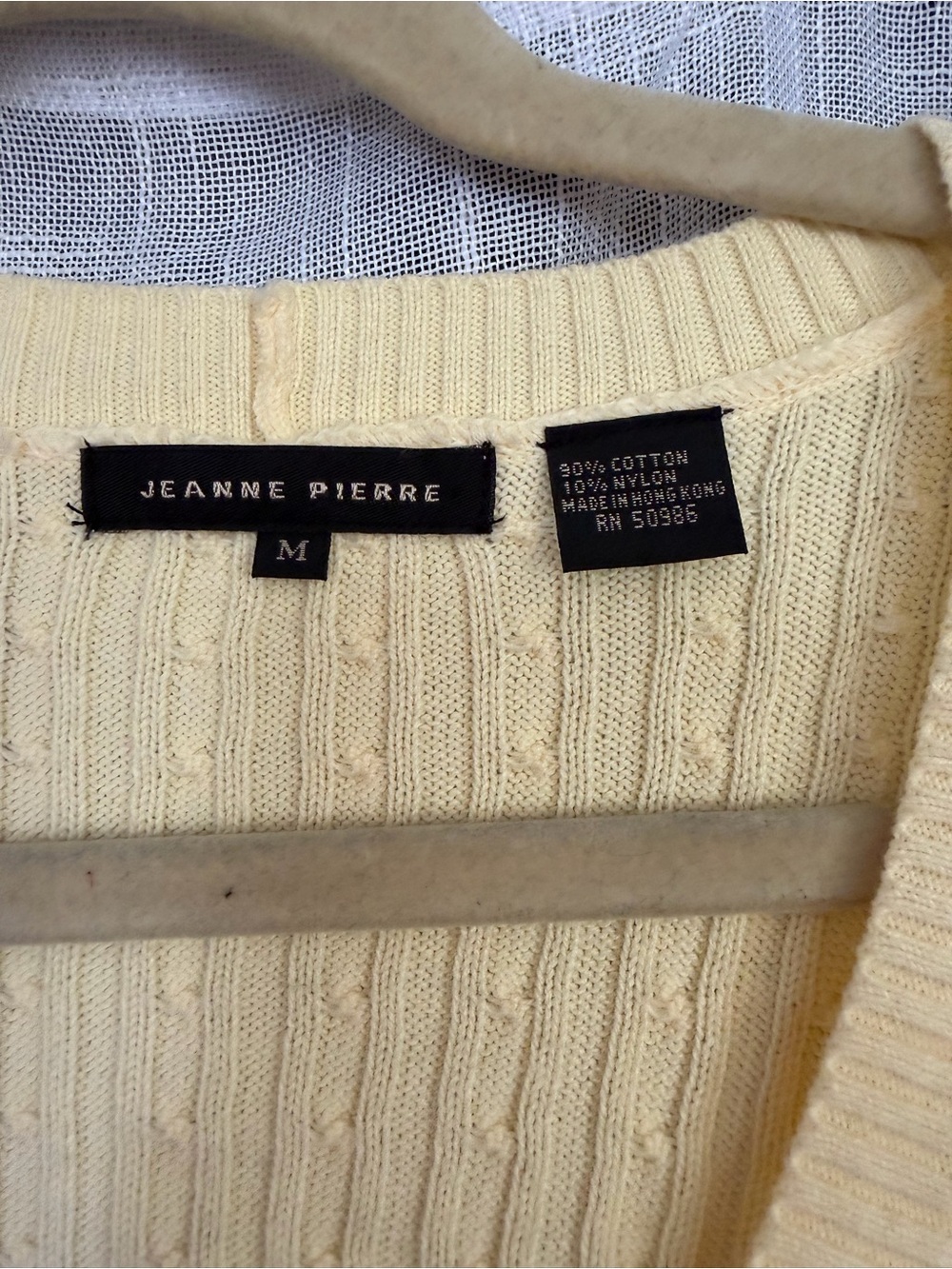 Jeanne PierreYellow Cable-Knit V-Neck Button Cardigan Sweater - Picture 2 of 4